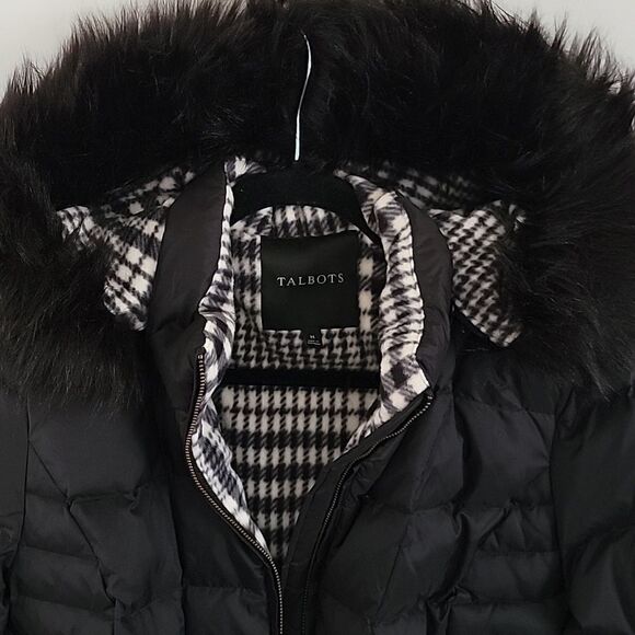 Talbots Black Puffer Parka Medium - Picture 2 of 4